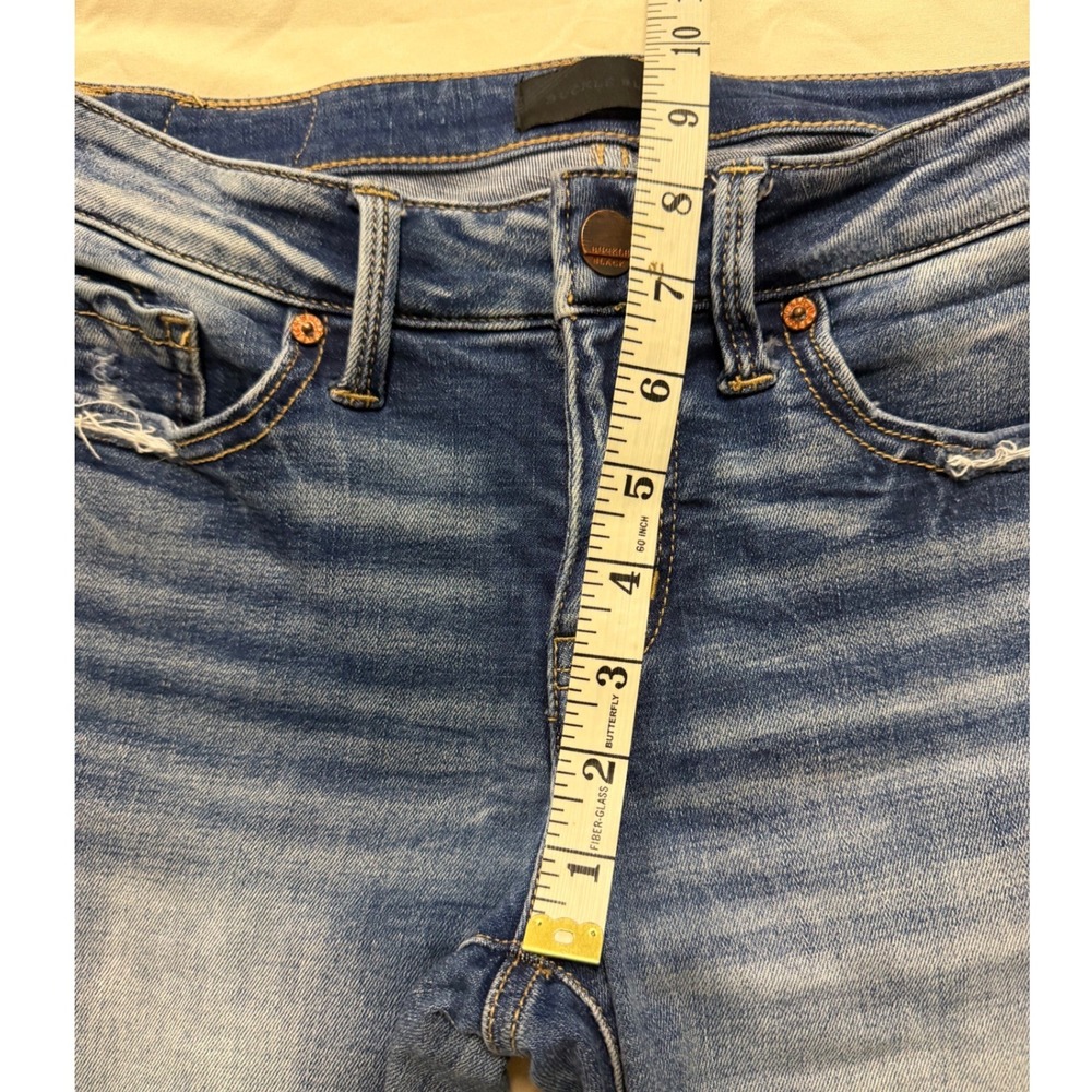 Buckle Black Fit No. 53‎ Tailored Bootcut Blue Distressed Jeans Womens 25x30 - Picture 9 of 9